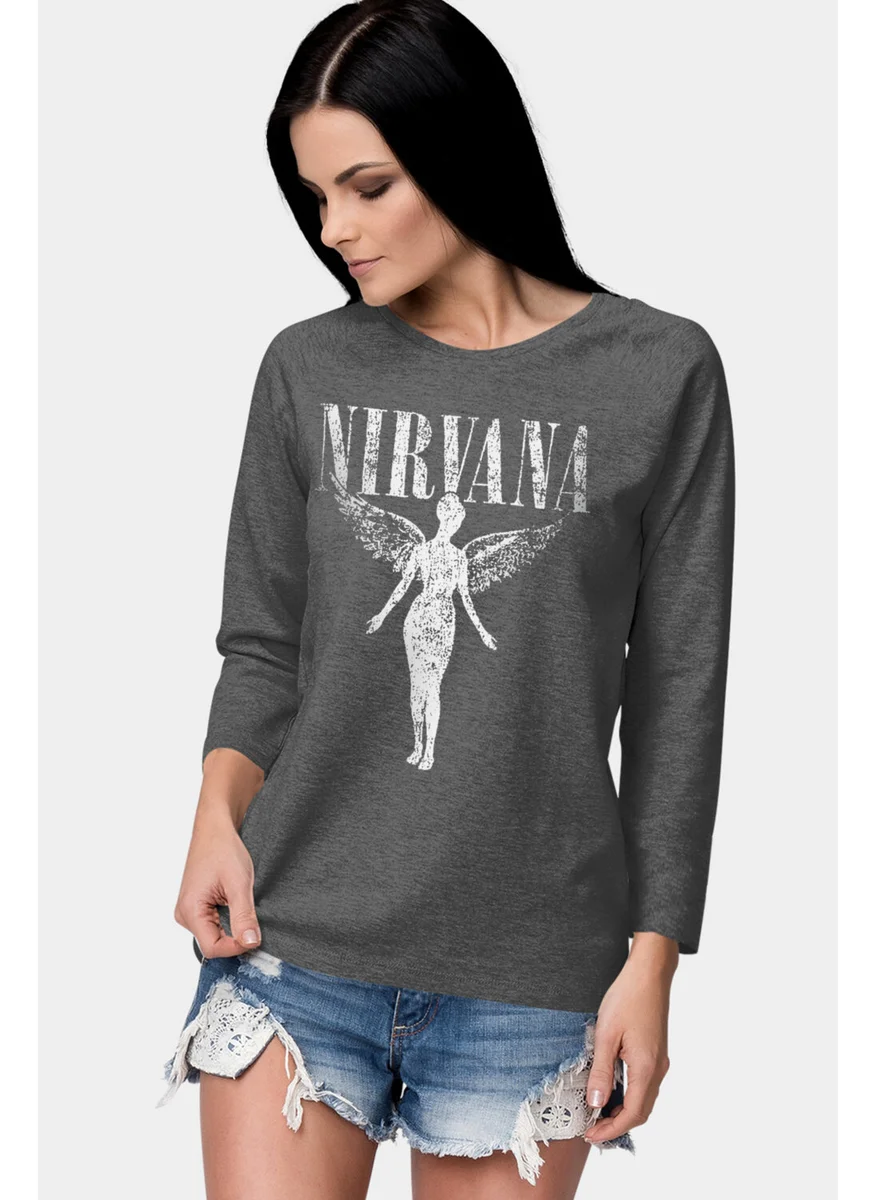 Rock&Roll Rock & Roll Angel Nirvana Anthracite Crew Neck Long Sleeve Women's T-Shirt