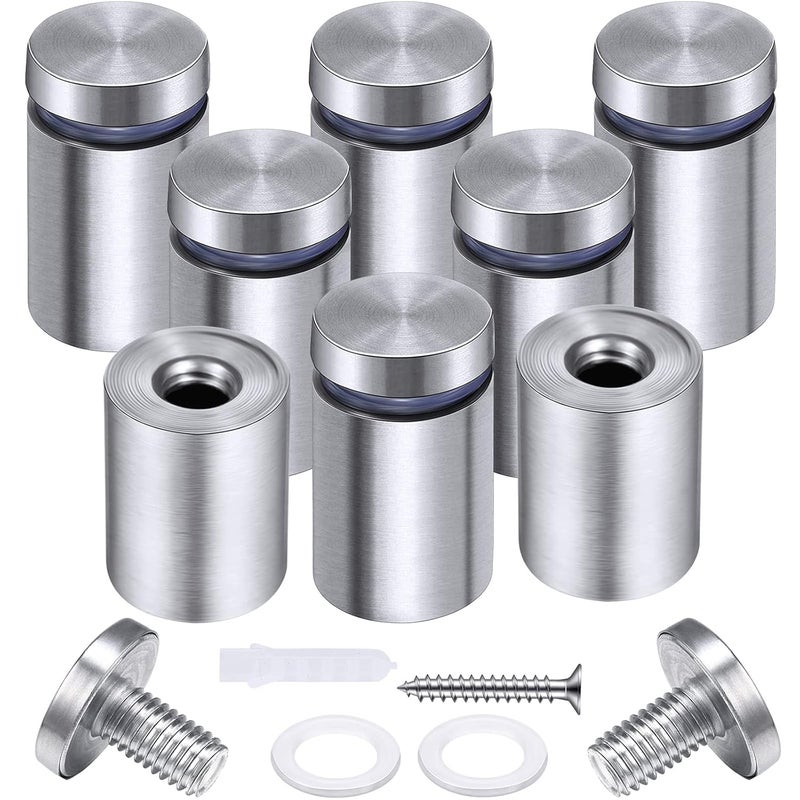 Pelopy 8 Pcs Sign Standoff Screws Advertising Screws Stainless Steel Wall Standoff Mounts Glass Acrylic Nail(0.75 x 1.18 Inch) - Image 1