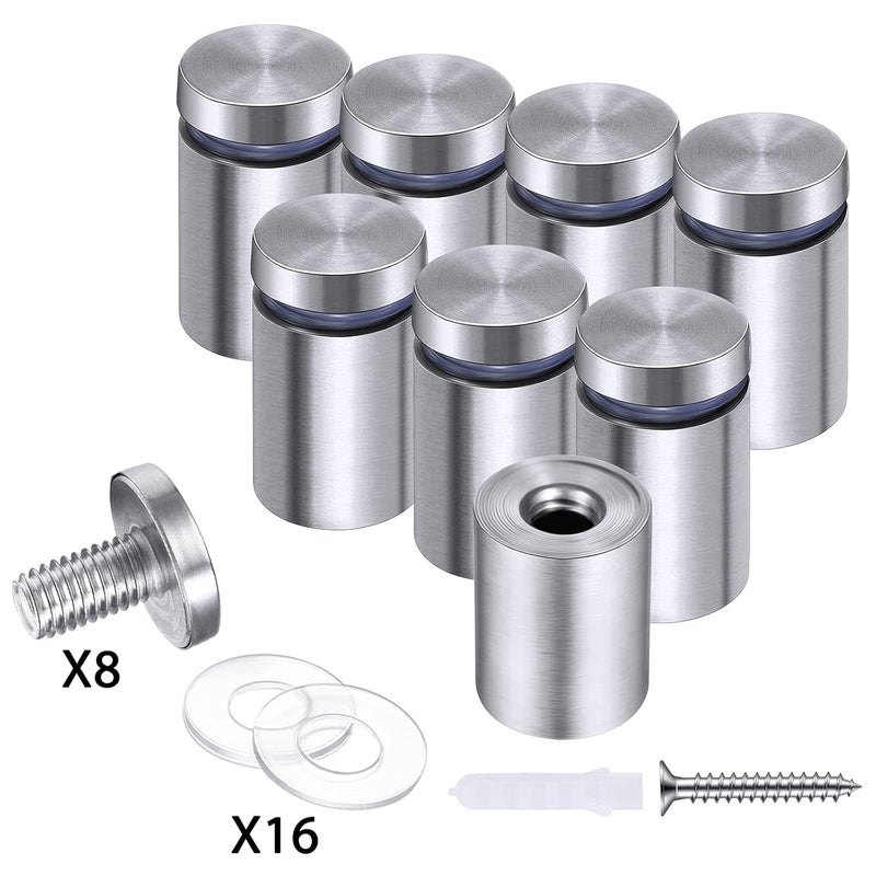 Pelopy 8 Pcs Sign Standoff Screws Advertising Screws Stainless Steel Wall Standoff Mounts Glass Acrylic Nail(0.75 x 1.18 Inch) - Image 2