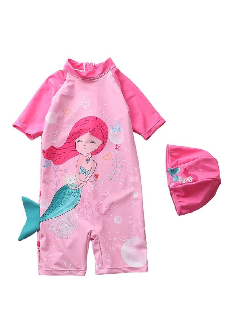 Y&D 2 piece children's swimsuit girl baby one piece surfing suit baby swimming pool girl swimsuit 90-100 cm 