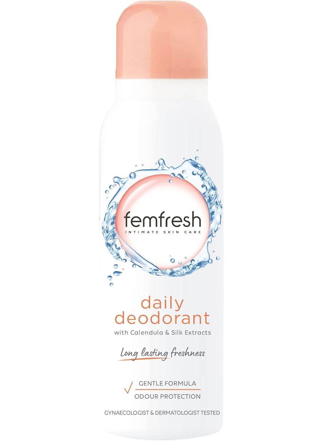 Femfresh Intimate Deodorant Spray - Fresh Breeze Scent, Continuous Freshness, Silk & Calendula Extract - 125ml - 24-Hour Freshness