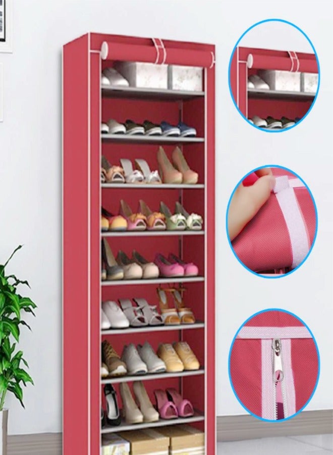 fashionhome 9 Tiers Dustproof Cover Shoes Cabinet Storage Organizer for Hallway Living Room 60 x 30 x 155 cm - Image 2
