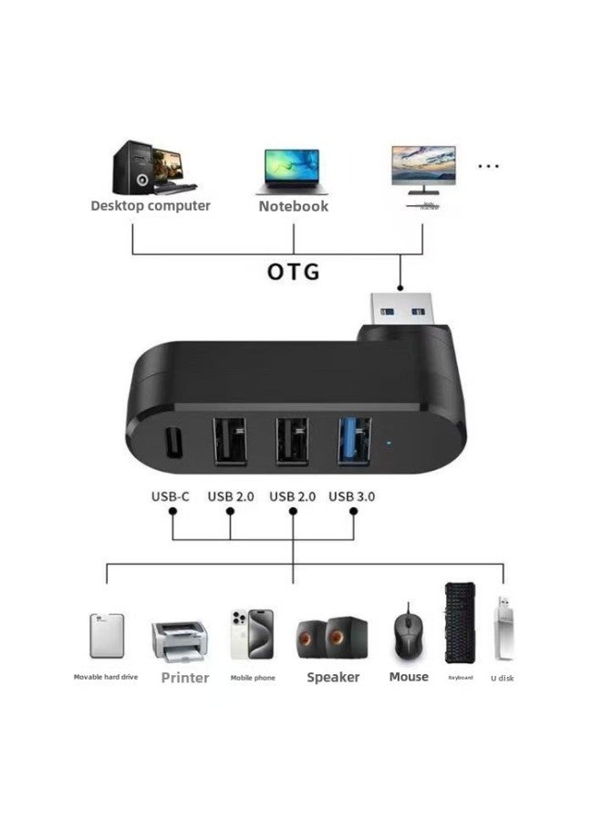 Private Model HuB Extender Adapts To  Car And Other Car Models High-speed Transmission Data Rotation 180-Number Of Interfaces:Rotate 180 Degrees 3.0 Black With Packaging - Image 2