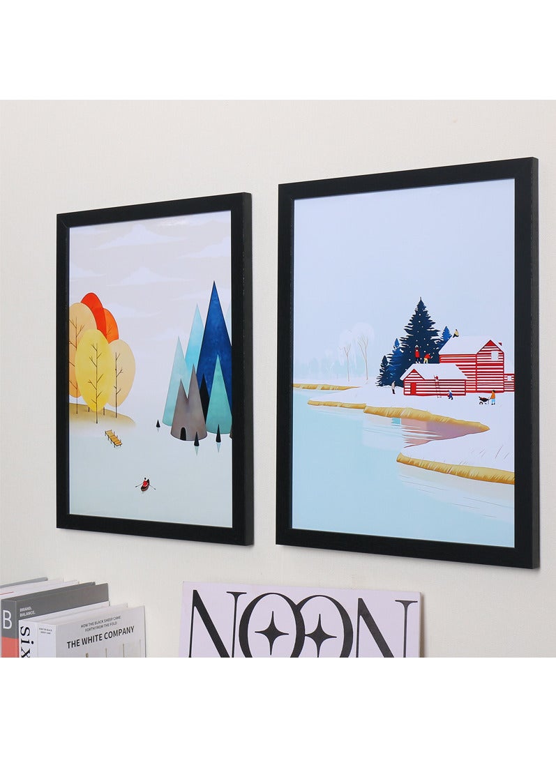 FASHION HOME 4 Packs A4 Display Picture Wall Hanging Photo Certificate Wooden Frame  - Image 4