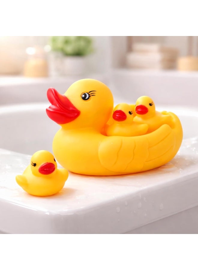 Toyshine Squeezy Chu Chu Ducks, Duck Family, Bath Toy with Sound (Yellow, Set of 3) - Image 1