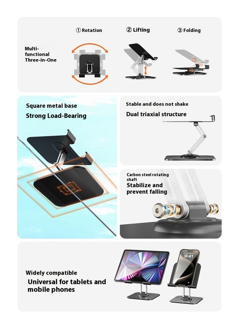 Premium Aluminum Foldable Tablet Stand Q18 – Universal Adjustable & Stable Holder for iPad/iPad Pro/Tablets, 360° Rotation, Desk & Bed Use - Image 3