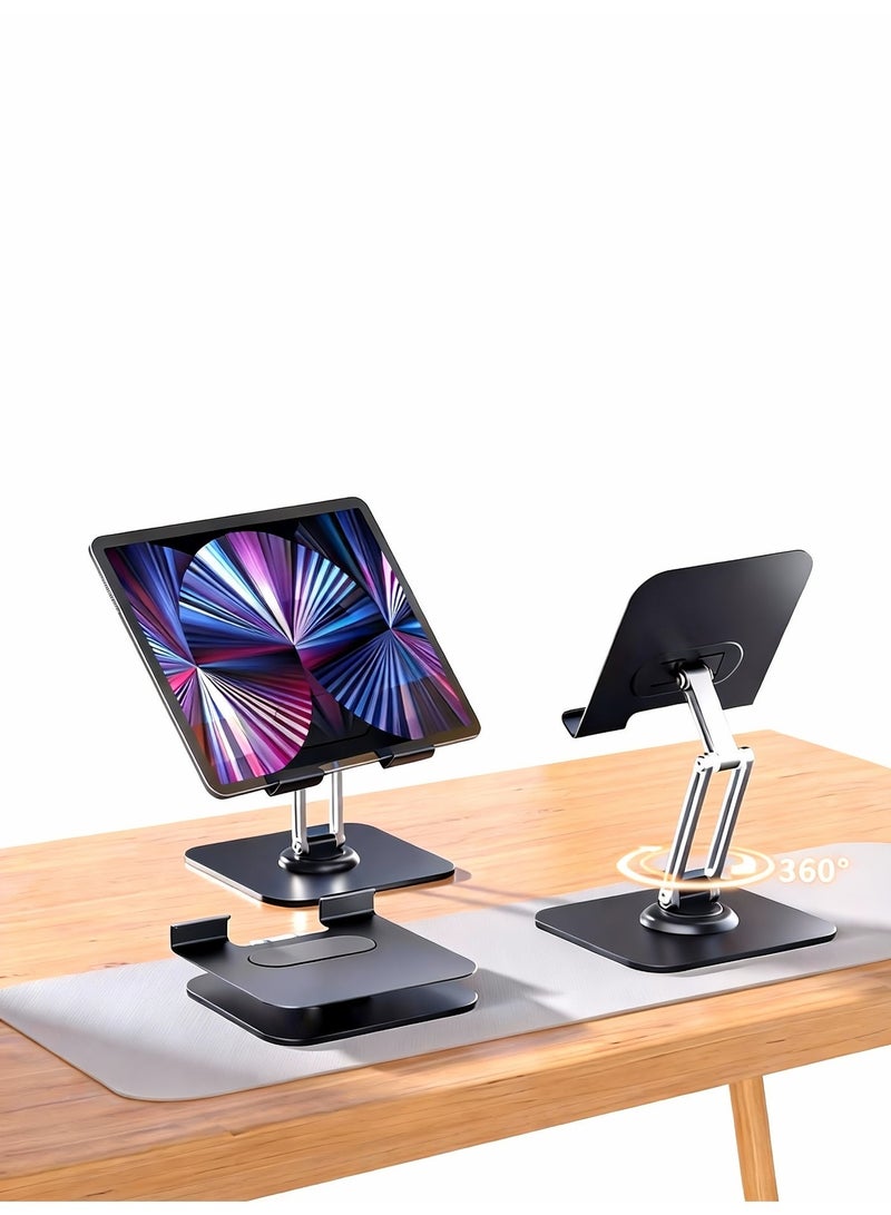 Premium Aluminum Foldable Tablet Stand Q18 – Universal Adjustable & Stable Holder for iPad/iPad Pro/Tablets, 360° Rotation, Desk & Bed Use - Image 1