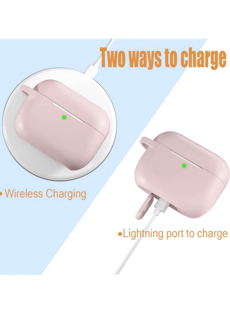 Full Body Protective Silicone Case Compatible with Apple AirPods Pro 2 2nd Generation Case Shockproof Cover with Carabiner Front LED Visible (Pink Sand) - Image 5