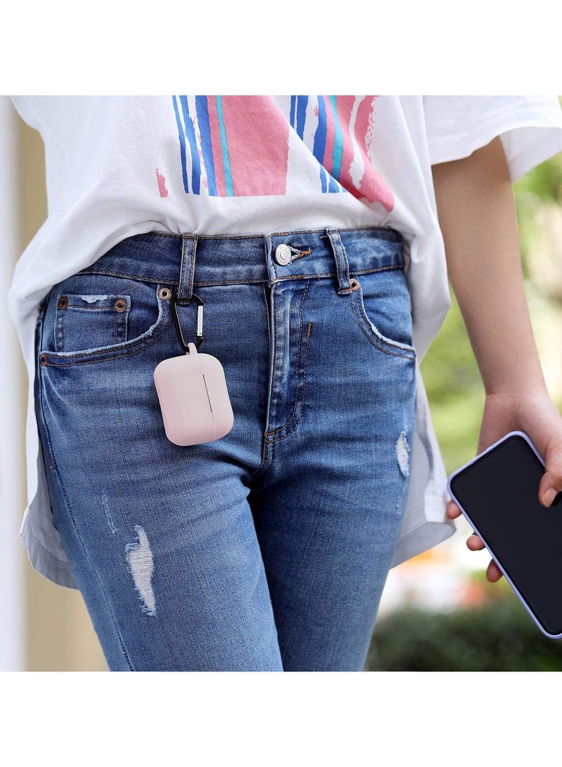 Full Body Protective Silicone Case Compatible with Apple AirPods Pro 2 2nd Generation Case Shockproof Cover with Carabiner Front LED Visible (Pink Sand) - Image 2