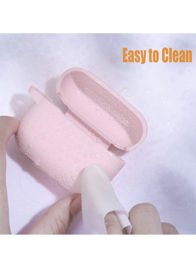 Full Body Protective Silicone Case Compatible with Apple AirPods Pro 2 2nd Generation Case Shockproof Cover with Carabiner Front LED Visible (Pink Sand) - Image 4