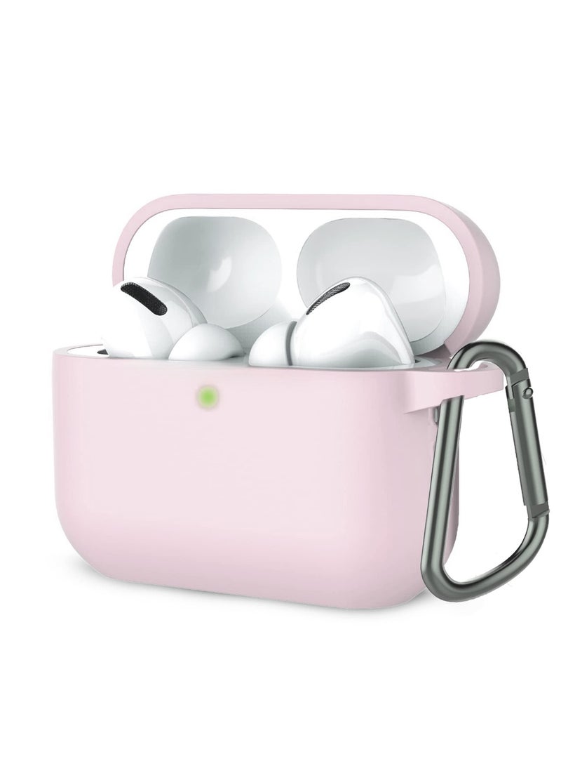 Full Body Protective Silicone Case Compatible with Apple AirPods Pro 2 2nd Generation Case Shockproof Cover with Carabiner Front LED Visible (Pink Sand) - Image 1