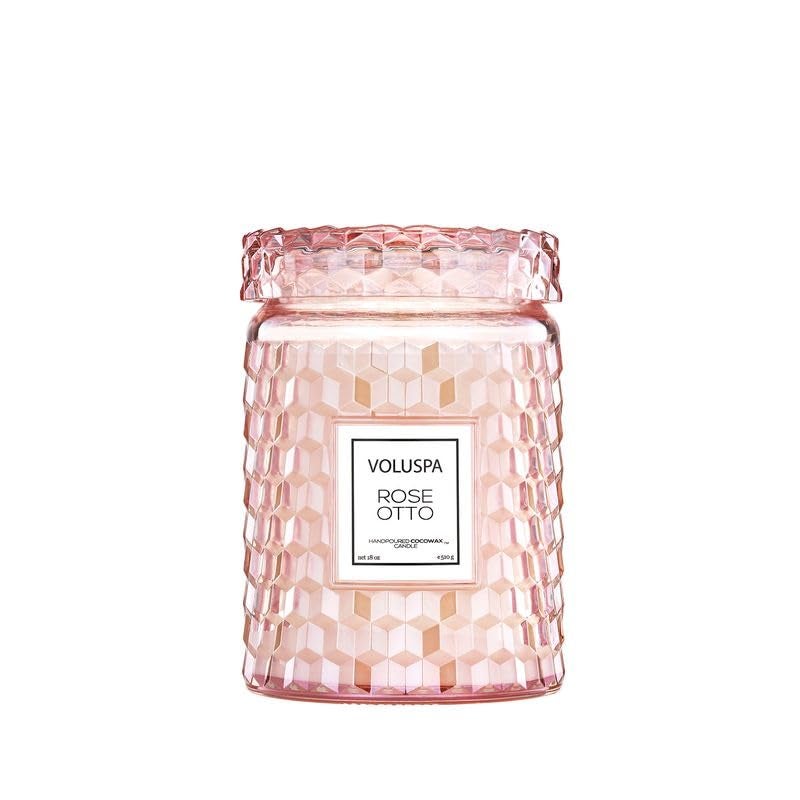 Voluspa Rose Otto, Large Candle Jar, 18 Ounce, 100 Hour Burn Time, Coconut Wax for Clean Burning, Handcrafted in The USA