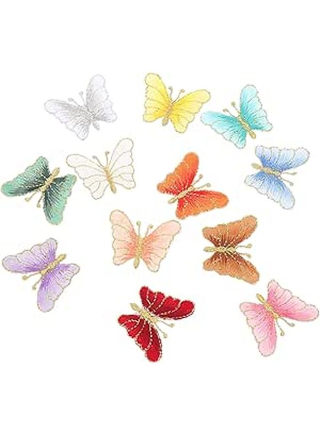12pcs Butterfly Embroidery Fabric Patches For Clothing Sewing DIY Crafts Random Colors - Image 1