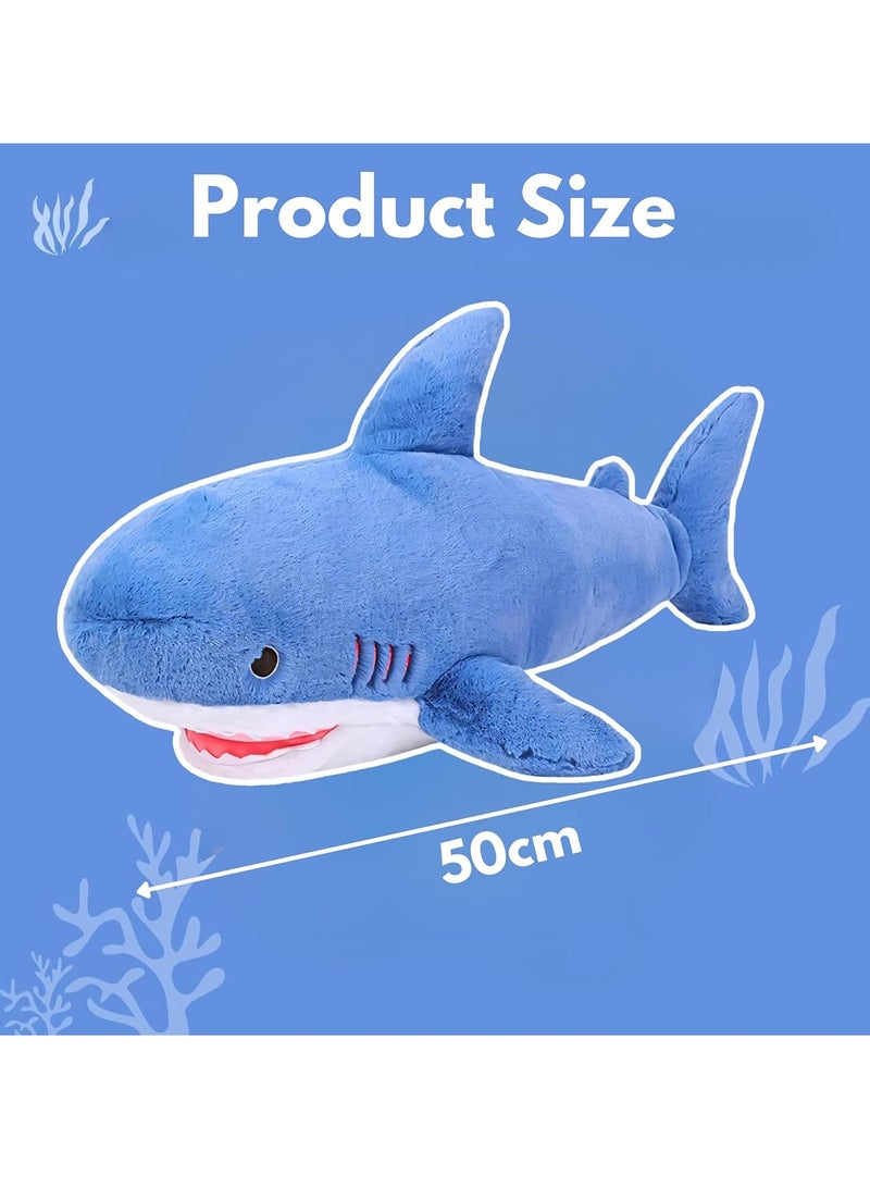 MAGIC VAULT Shark Pillow Toy - Soft Plush Cushion Pillow, Cute Shark Plushie for Kids & Adults, 50cm, Birthday Gift, Comfort Toy, Decorative Pillow, Comfortable Shark Cushion for Home & Office - Image 2