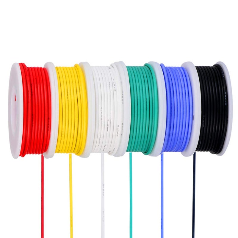TUOFENG 26awg Wire Flexible Silicone Wire26 Gauge Tinned Copper Wires Silicone Rubber Insulated 6 Different Colored 33ft 10m EachOD 15 mm Stranded Wire Hook up Wires