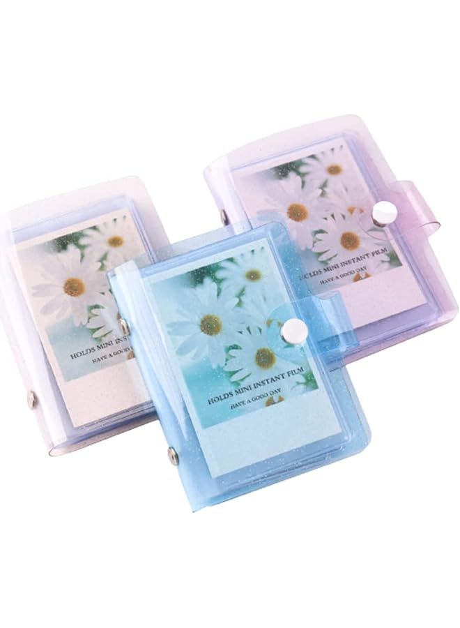 S-TOP 3-Pack 3-Inch Mini Photo Albums, Clear Sequin Portable Photo Cards for Storage Gifts, Handmade Collection Album Sturdy Material for Memory Storage, 36 Pockets Jelly Color Instant Camera Accessories - Image 1