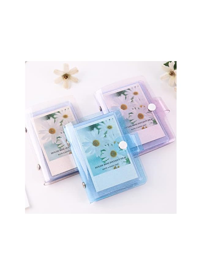 S-TOP 3-Pack 3-Inch Mini Photo Albums, Clear Sequin Portable Photo Cards for Storage Gifts, Handmade Collection Album Sturdy Material for Memory Storage, 36 Pockets Jelly Color Instant Camera Accessories - Image 2