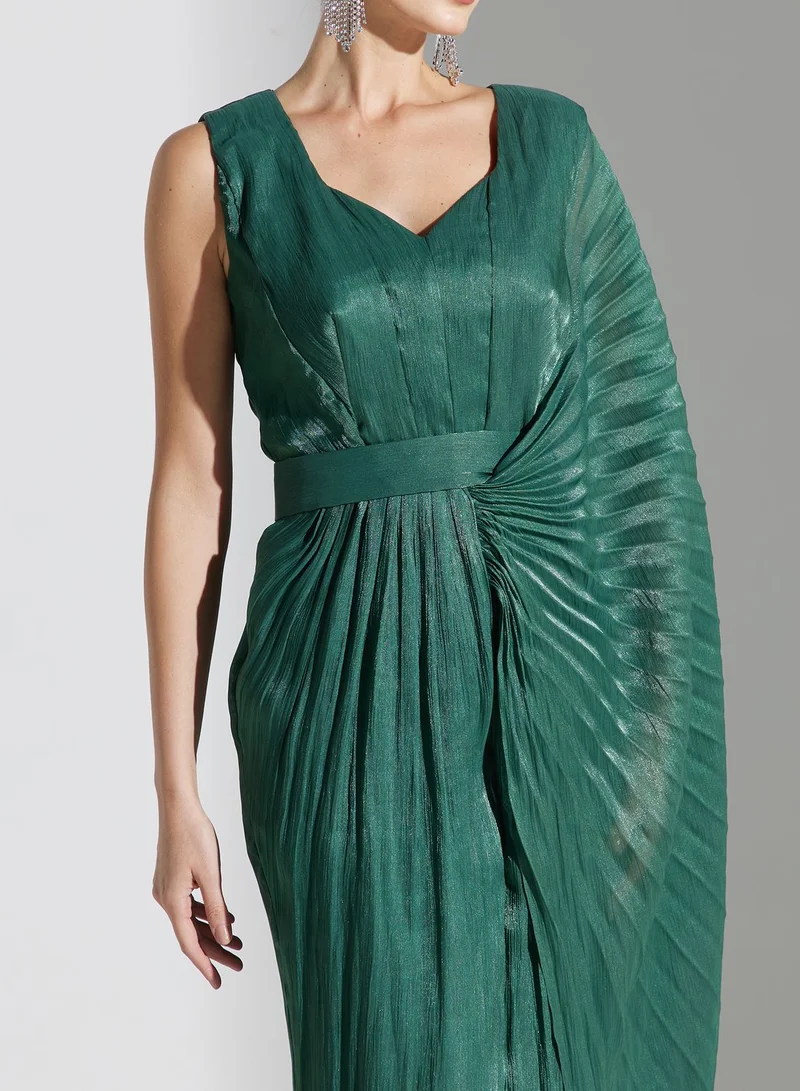Iyra Emerald Pleated Dress