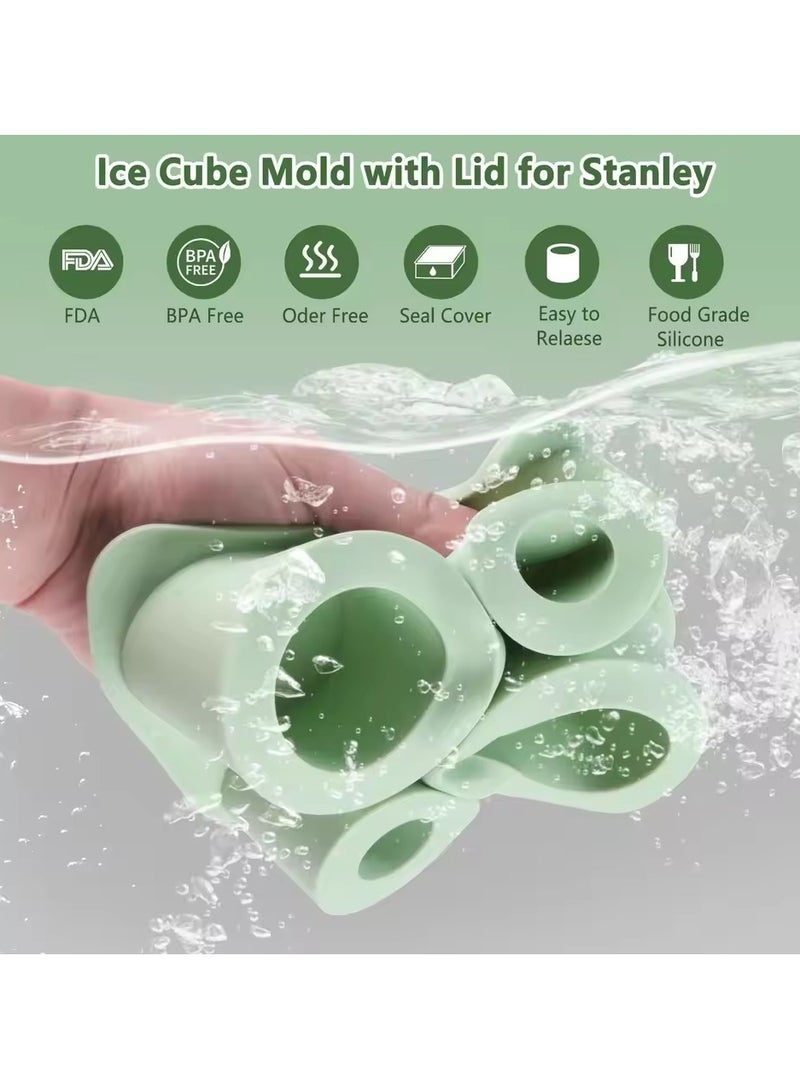 Mmmon Ice Cube Trays for Tumbler,4 Pcs Silicone Hollow Cylinder Ice Mold with Lid for Freezer,Ice Drink,Juice, Compatible with 20Oz,30Oz,40Oz Tumblers(Yellow) - Image 4