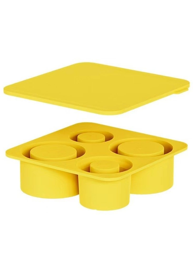 Mmmon Ice Cube Trays for Tumbler,4 Pcs Silicone Hollow Cylinder Ice Mold with Lid for Freezer,Ice Drink,Juice, Compatible with 20Oz,30Oz,40Oz Tumblers(Yellow) - Image 1