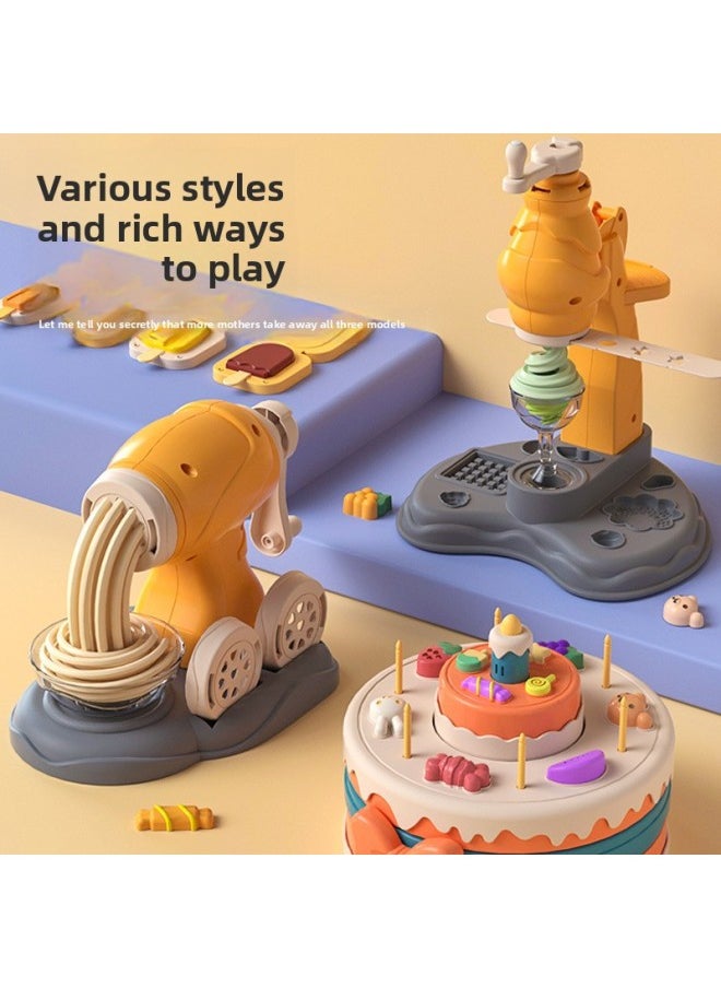 Generic - Kids Ice Cream Noodle Maker Cake Toy Rubber Color Mud Mold Clay Mold Girl's Toy Suit-Color:See Description For Details-Specifications:Color Box-noodle Machine + Ice Cream Set/with 36 Pieces Of Colored Clay - Image 1