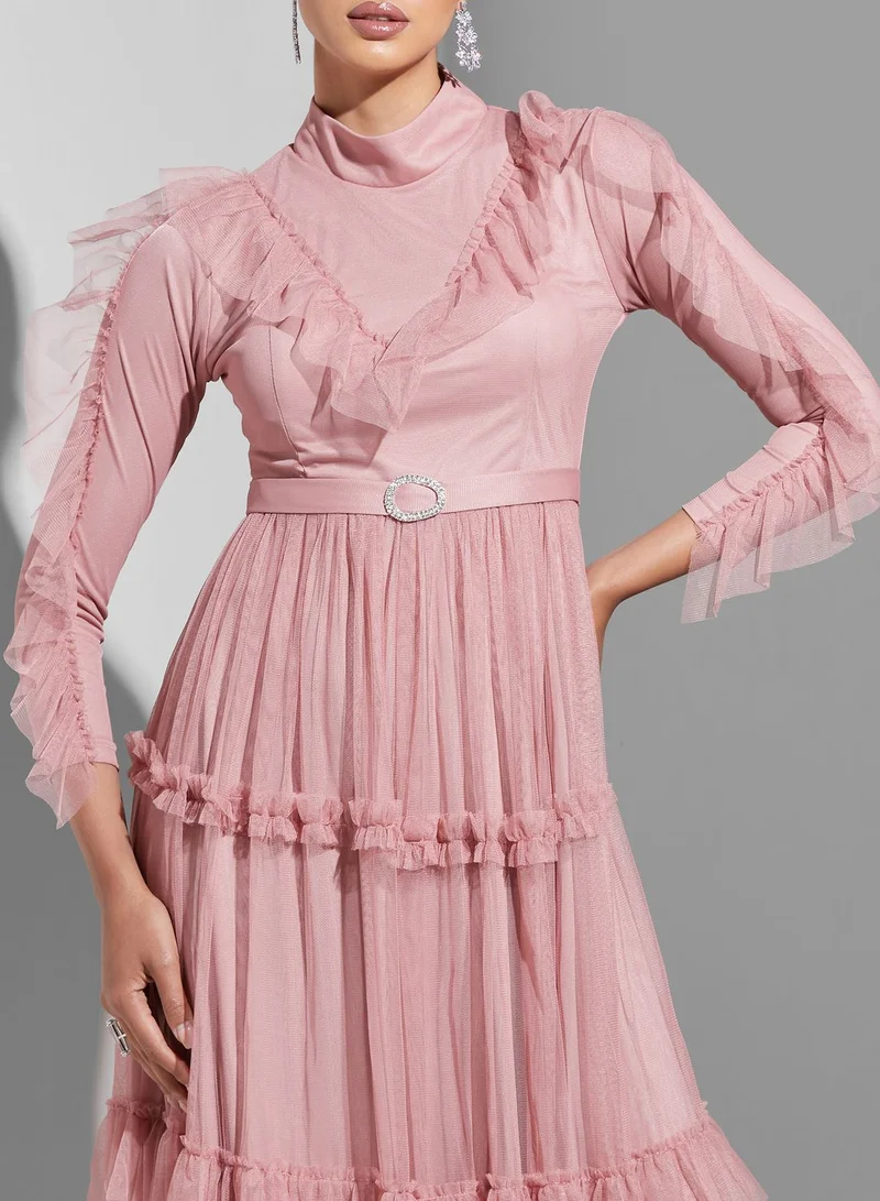 Khizana Ruffled Tulle Dress