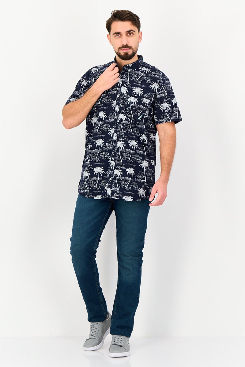 NAUTICA Men Classic Fit Allover Print Short Sleeve Casual Shirt, Multicolor - Image 3