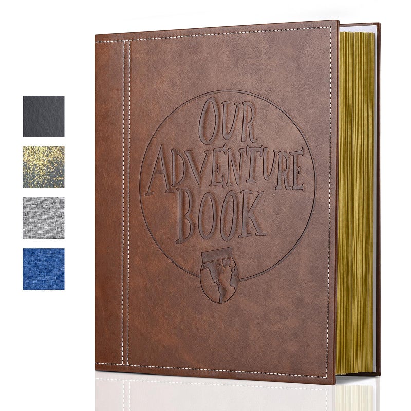 Let the Adventure Begin Large Adventure Book Photo Album Magnetic,13"x11.5",DIY,Handmade for Anniversary,Family Memories Accommodates 3x5 to 8x10 Photos Inspired by 'Up',Perfect for Couples,Friend,Travel Memories(Leather) - Image 1