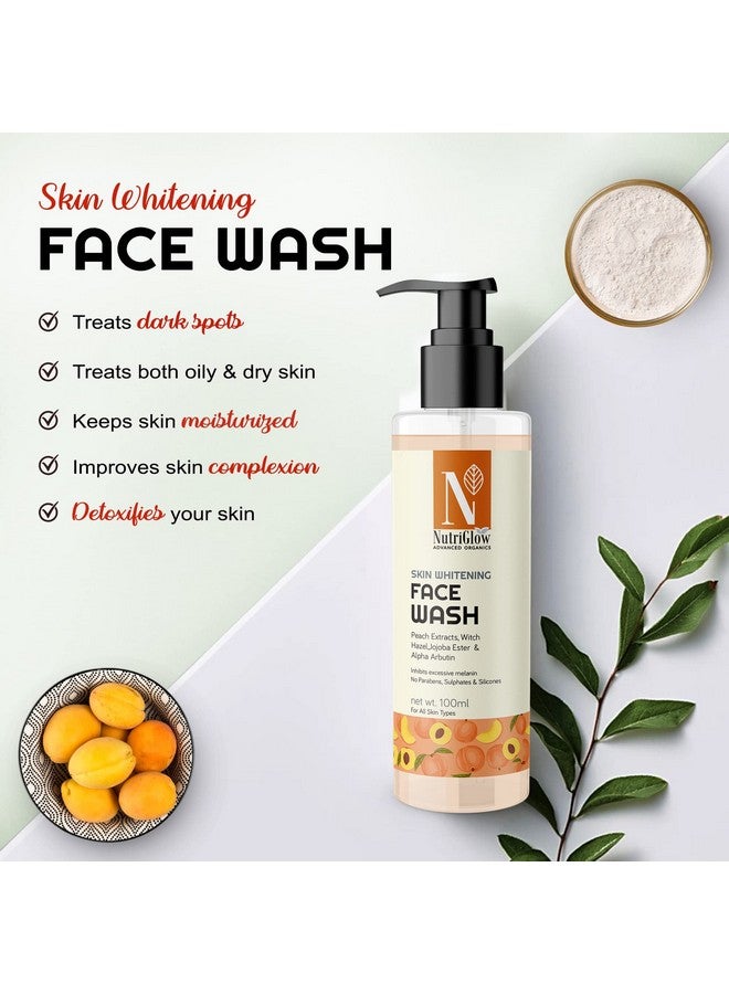 NutriGlow Advanced Organics Advanced Organics Skin Whitening Face Wash With Peach Extracts/All Skin Types, 100 ml - Image 2