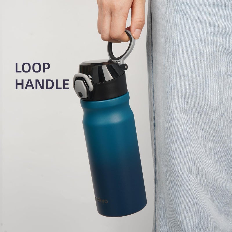 Konokyo Insulated Water Bottle with Straw and Carry Loop,18 oz Stainless Steel Double Wall Vaccum Metal Water Flask with Leak-proof Lid,Indiego Black - Image 5