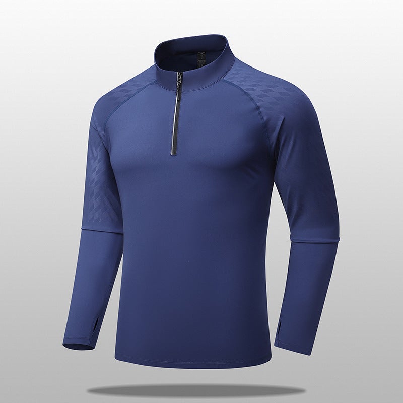 Quick-Drying Long-Sleeved Sports T-Shirt Men'S Half Zipper Top Elastic Outdoor Fitness Running Clothes - Image 1