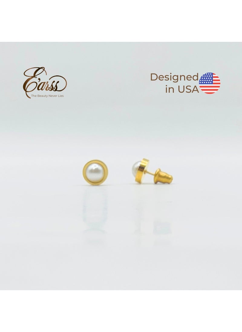 Earss Gold Pearl Single Charm - 8mm | Stainless Steel | 18K Gold Plated  - Image 2