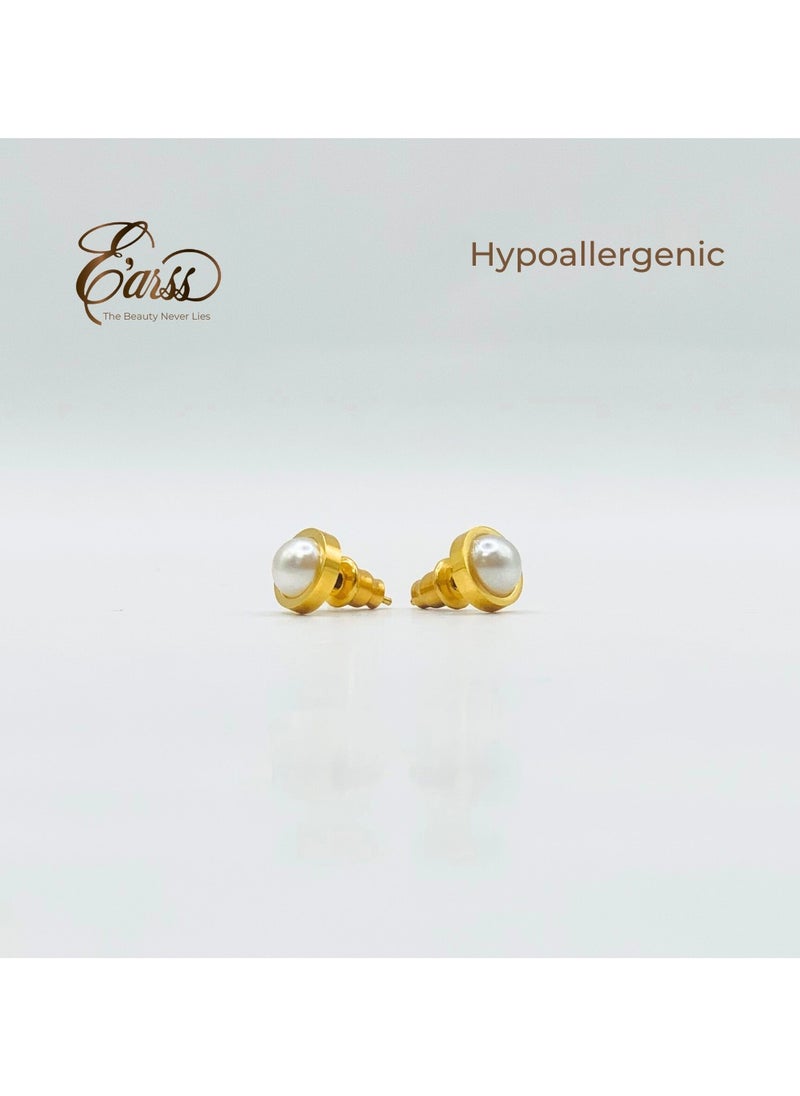 Earss Gold Pearl Single Charm - 8mm | Stainless Steel | 18K Gold Plated  - Image 3