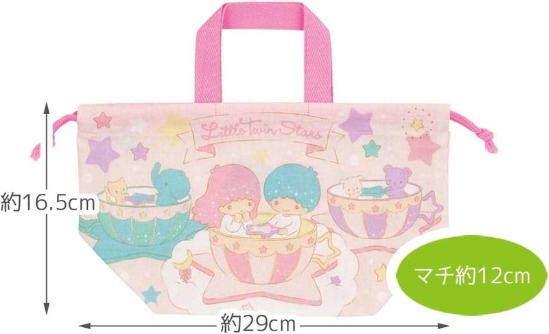 Skater Bento Drawstring Bag, Little Twin Stars, Sparkly Amusement Park, Sanrio, Made in Japan - Image 4