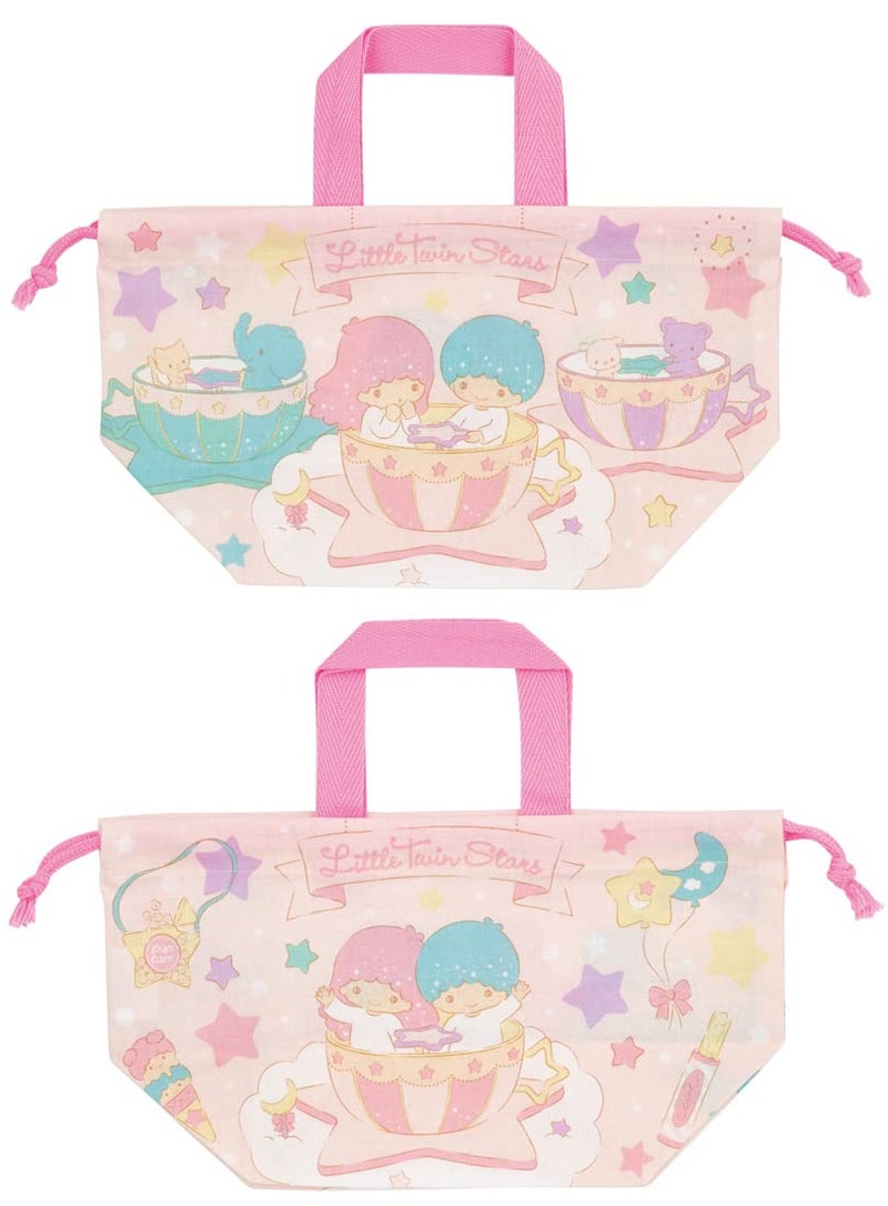 Skater Bento Drawstring Bag, Little Twin Stars, Sparkly Amusement Park, Sanrio, Made in Japan - Image 2