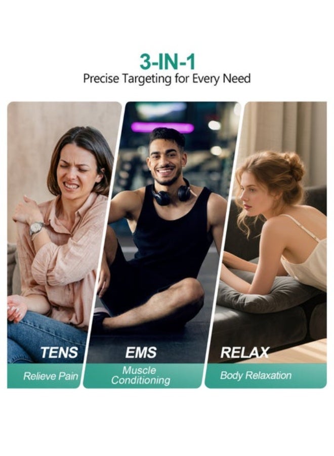 MEDCURSOR TENS and EMS Muscle Stimulator with 25 Intensities, Dual Channels & App Control – Portable Pain Relief Massager for Body Relaxation - Image 3