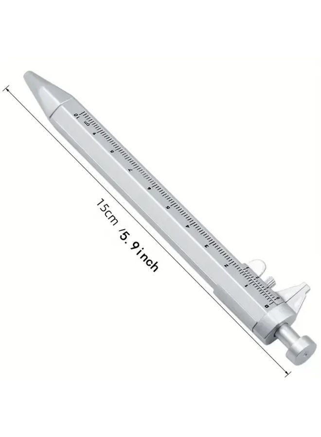 Silvery 3 Pcs Dual Use Stationery Caliper Ballpoint Pen With 0 100mm Scale Precision - Image 4