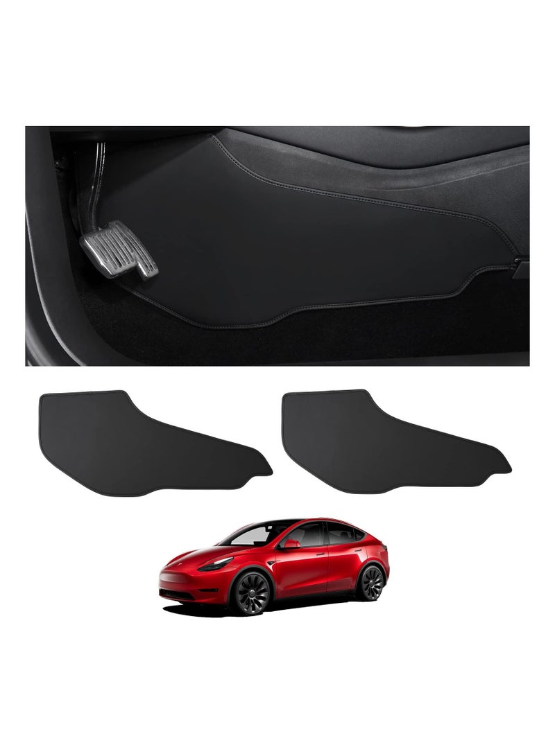 SYOSI 2PCS Side Anti-Kick Mats for Tesla Model 3 2017-2023, Leather Pad Side Mats Leather Side Pads Interior Accessories Center Console Anti-Kick Mats Scratch Resistant Mats Anti-Kick Mats Waterproof  - Image 1