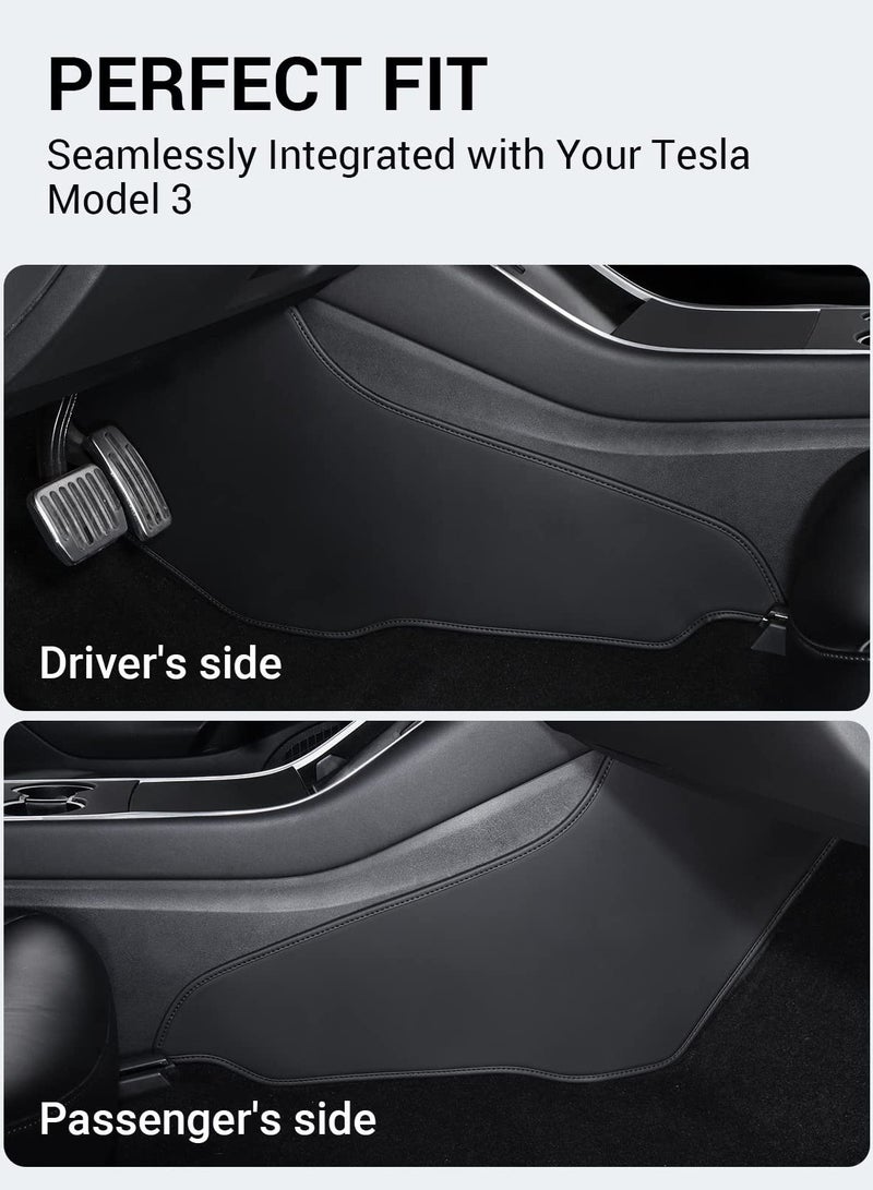 SYOSI 2PCS Side Anti-Kick Mats for Tesla Model 3 2017-2023, Leather Pad Side Mats Leather Side Pads Interior Accessories Center Console Anti-Kick Mats Scratch Resistant Mats Anti-Kick Mats Waterproof  - Image 2