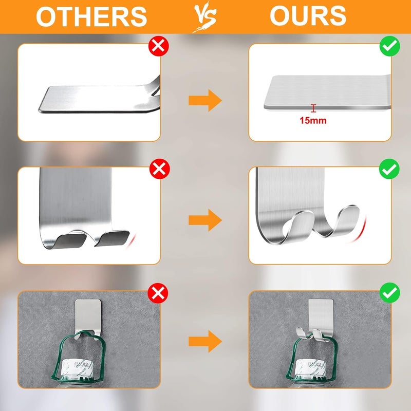 CGBE 4 Packs Shower Hooks for Inside Shower, Self Adhesive Shaver Holder Hanger Hook for Bathroom Damage Free Wall Hooks for Razor Loofah Sponge - Image 2