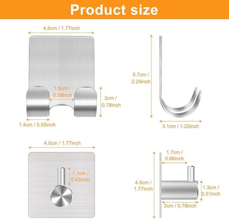 CGBE 4 Packs Shower Hooks for Inside Shower, Self Adhesive Shaver Holder Hanger Hook for Bathroom Damage Free Wall Hooks for Razor Loofah Sponge - Image 3
