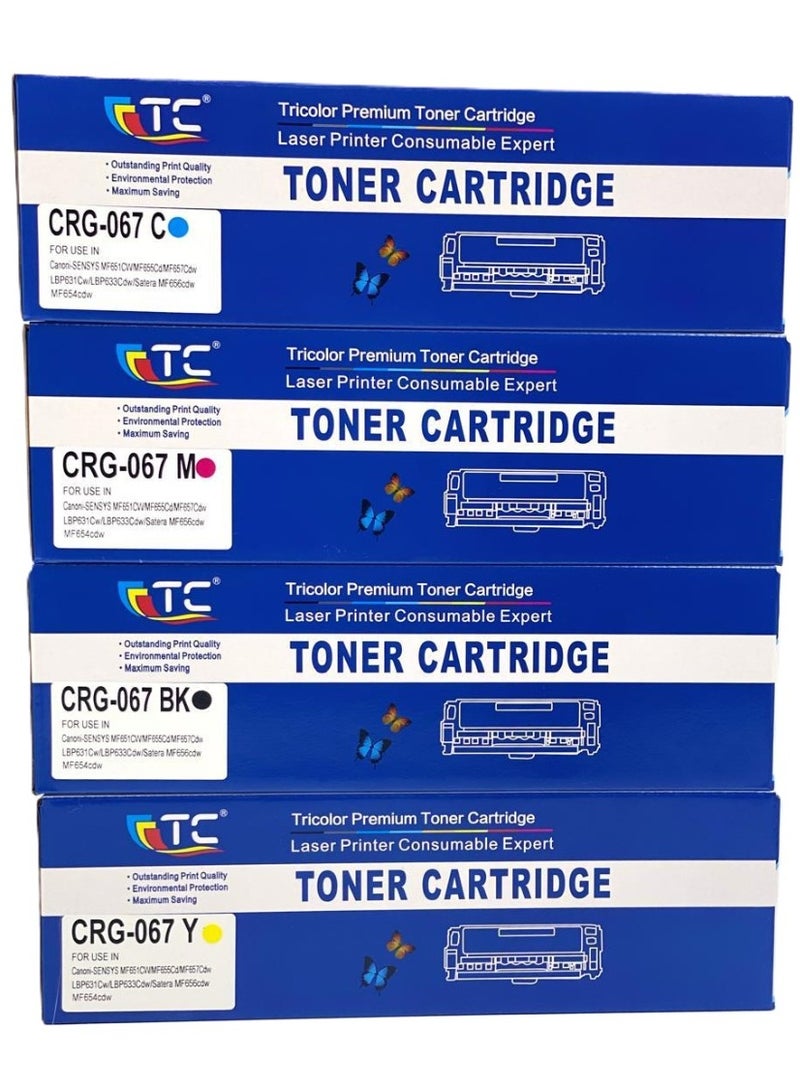 TC 067 Compatible Toner Cartridge (SET) Replacement for Canon Color ImageClass LBP632Cdw, LBP633Cdw, MF652Cw, MF653Cdw, MF654Cdw, MF656Cdw (Black, Cyan, Magenta, Yellow) - Image 1