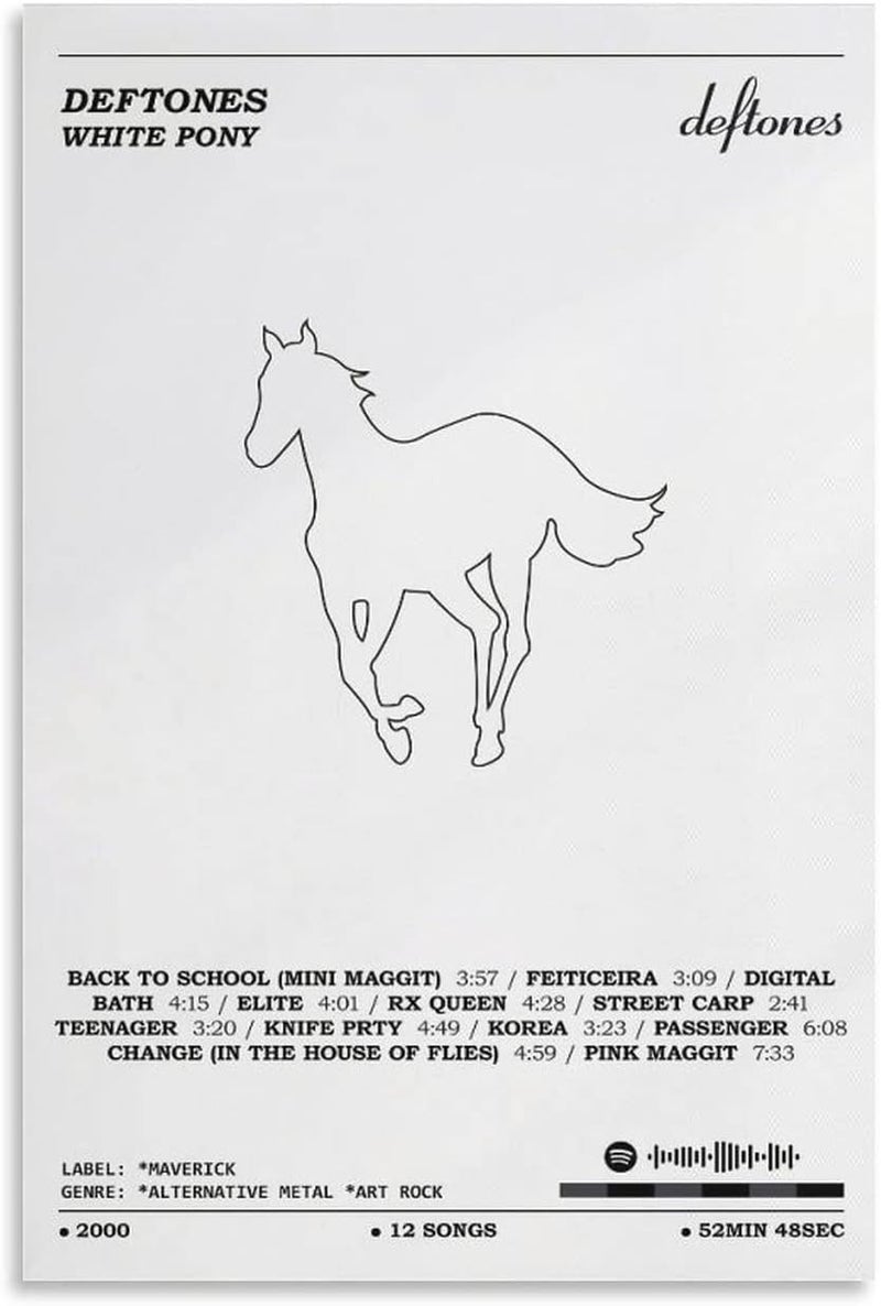 Home Trove Home trove White Pony－Deftones Poster Canvas Poster Wall Decorative Art Painting Living Room Bedroom Decoration Gift Unframe-style12x18inch(30x45cm) - Image 1