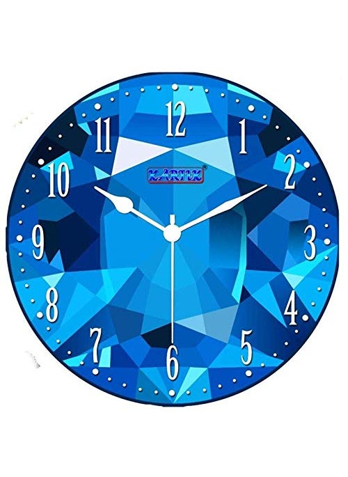 KARTIK KARTIK™ Digital Print Designer Wood Wall Clock for Home/Living Room/Bedroom/Kitchen and Office, 11x11 Inches, Blue  - Image 1