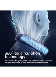 LOOPITYS Portable Bladeless Neck Fan, Rechargeable Personal Fan Portable, USB Neck Cooling Fan, with LED Display, 5 Speeds and Hands-Free Design, for Travel, Outdoor, Indoor,Sports and fitness (Blue)  - Image 2
