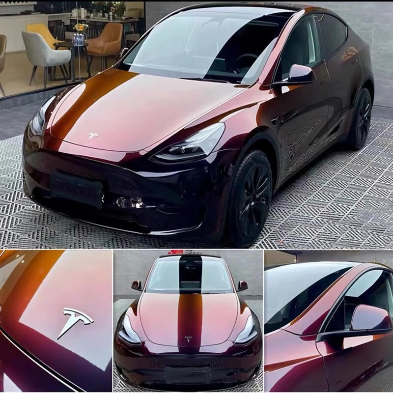 LZLRUN Premium Glossy Liquid Metal Red Vinyl Wrap Sticker for Car DIY Self Adhesive Decal Super Gloss Blood Red Wrap Film (1ft Ã— 5ft) - Image 4