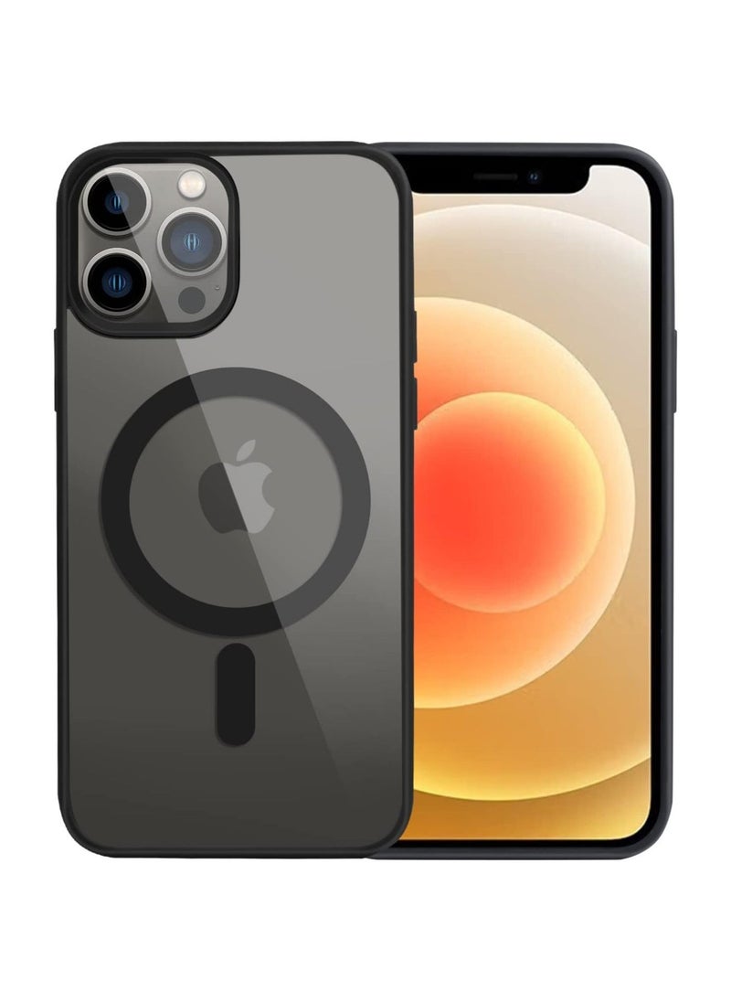 IAF iPhone 13 Pro Max Case Clear Magsafe Slim Cover, Ultra-Thin Shockproof and Anti-Yellow Transparent Protective Cover Compatible for Apple iPhone 13 Pro Max 6.7 inch - Black - Image 1