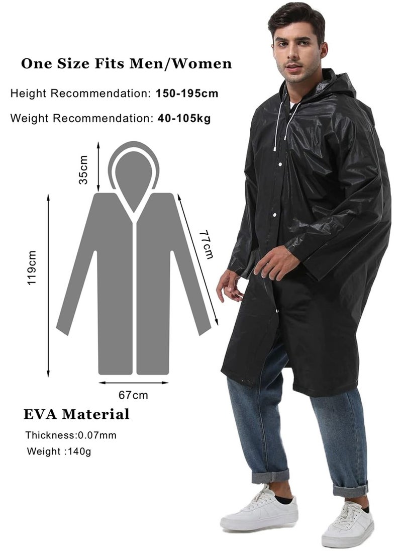 Generic - Portable Transparent Rain Ponchos for Adults, EVA, Unisex, Reusable Raincoats Emergency Survival With Hoods And Sleeves, Universal size, Black - Image 1