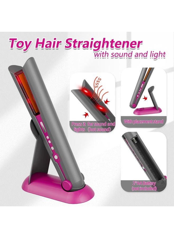 PIXATA Girls Hair Salon Toys for Girls Beauty Salon Deluxe Styling Set -Kids Hair Dryer Toy, Straightener Hairdryer with Real Function, Interactive Lights & Sounds Fashion Play Set for Children Age 3+ - Image 3