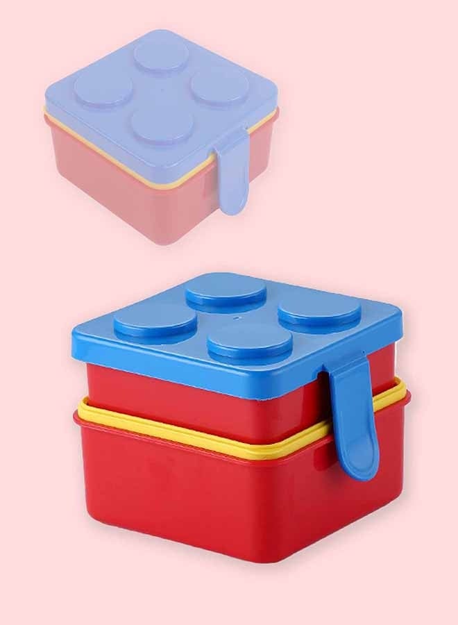 LITTLE SURPRISE BOX Little Surprise Box,2Pcs Square Blue Lego Lid Bpa Free Plastic Kids Lunch Box Plus Cup Bottle For Kids - Image 4
